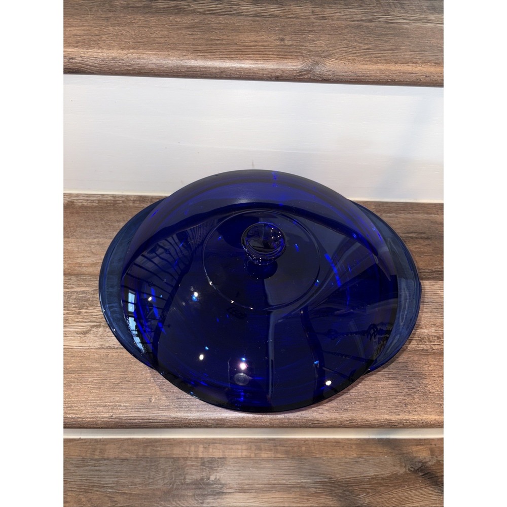 Vintage Anchor Hocking Casserole Dish 2 quart Cobalt Blue Round 9" w/ Lid